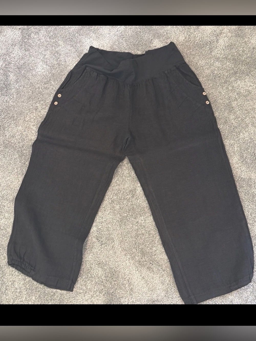 Splendid Iris Women’s Relaxed Capri Linen Pants Black Size L